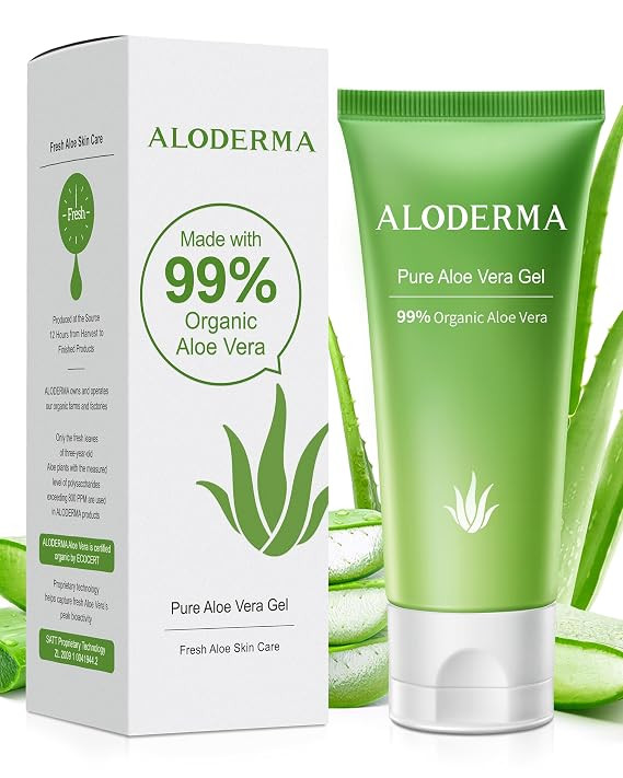 Aloderma Aloe Vera Gel Made within 12 Hours of Harvest with 99% Pure Organic Aloe Vera, Naturally... | Amazon (US)