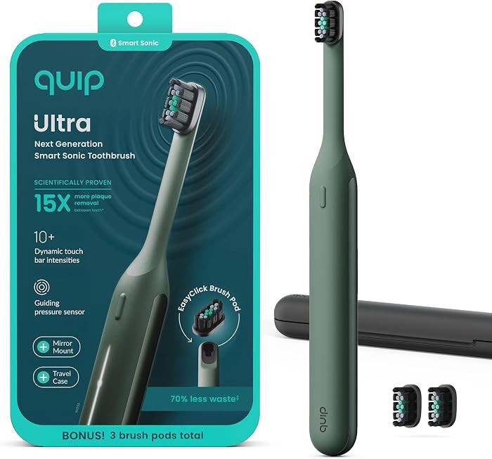 Quip Ultra Next Generation Smart Sonic Toothbrush - Timed Electric Toothbrush for Adults - Replac... | Amazon (US)
