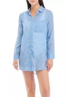 J Valdi Women's Long Sleeve Big Shirt Swim Cover Up | Belk