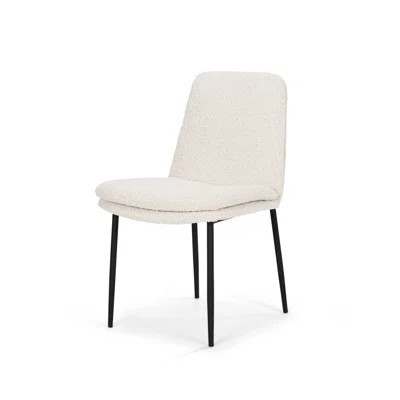 Set of Two Cream and Black Boucle Dining Side Chairs | Wayfair North America