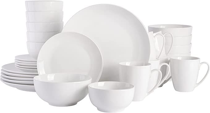 Gibson Home Zen Buffet Porcelain Dinnerware Set, Service for 6 (30pcs), White (Coupe) | Amazon (US)