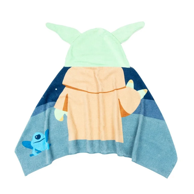 Star Wars Baby Yoda Kids Cotton Hooded Towel, Blue and Green, 22" x 51" | Walmart (US)