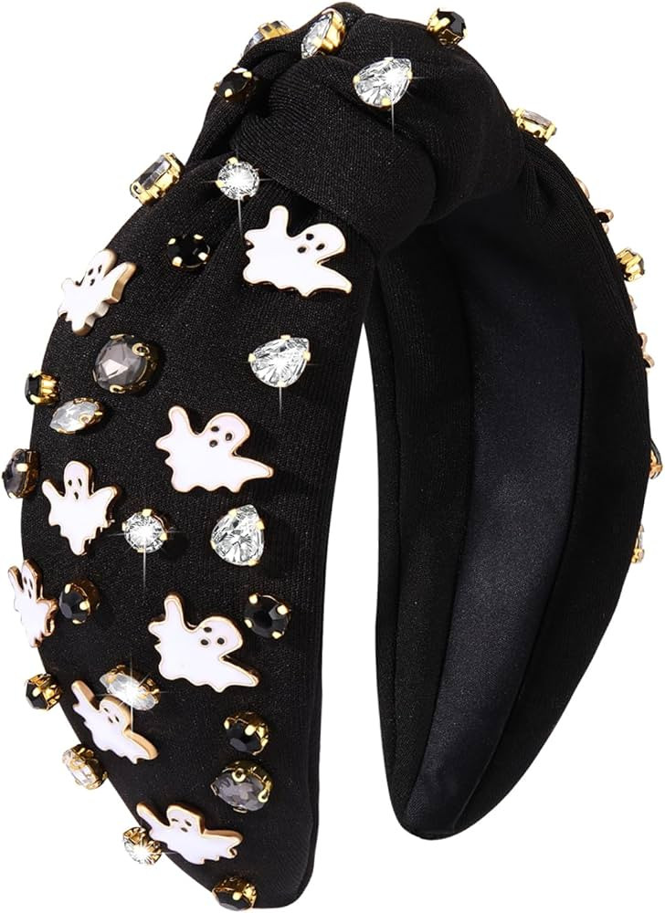 YAHPERN Halloween Headband for Women Spooky Pumpkin Spider Ghost Headband Jeweled Rhinestone Crys... | Amazon (US)