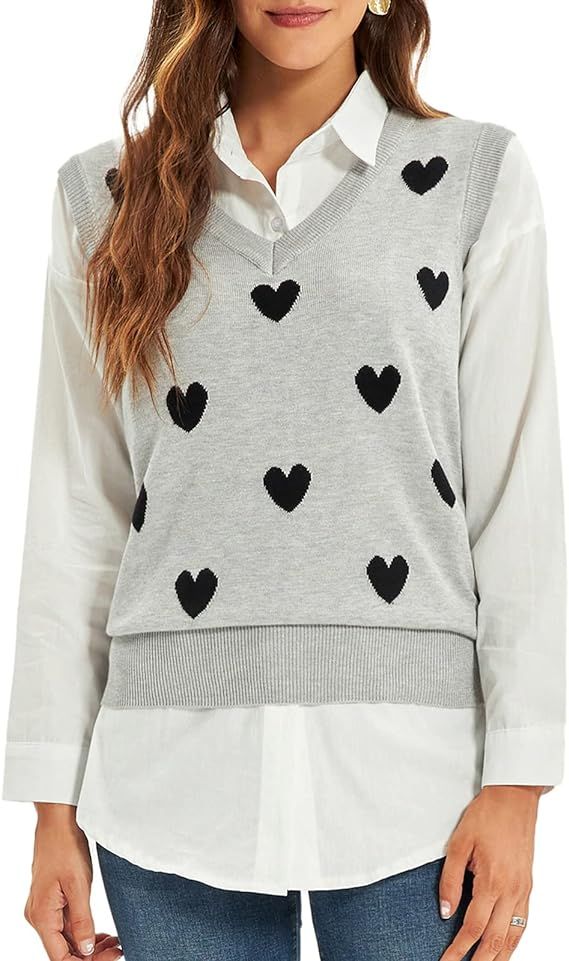 GRACE KARIN Women Classic V-Neck Sleeveless Pullover Knit Sweater Vest Tops | Amazon (US)