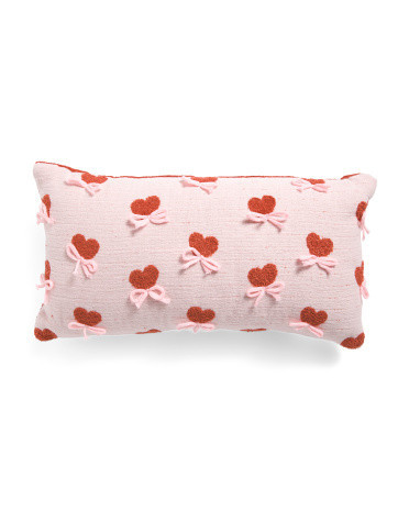 14x24 Heart Embroidered Gauze Pillow With 3d Bow Details | Polyester | Marshalls