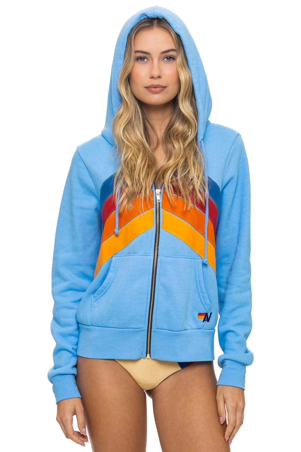 MOUNTAIN STITCH CHEVRON 4 ZIP HOODIE - SKY | Aviator Nation