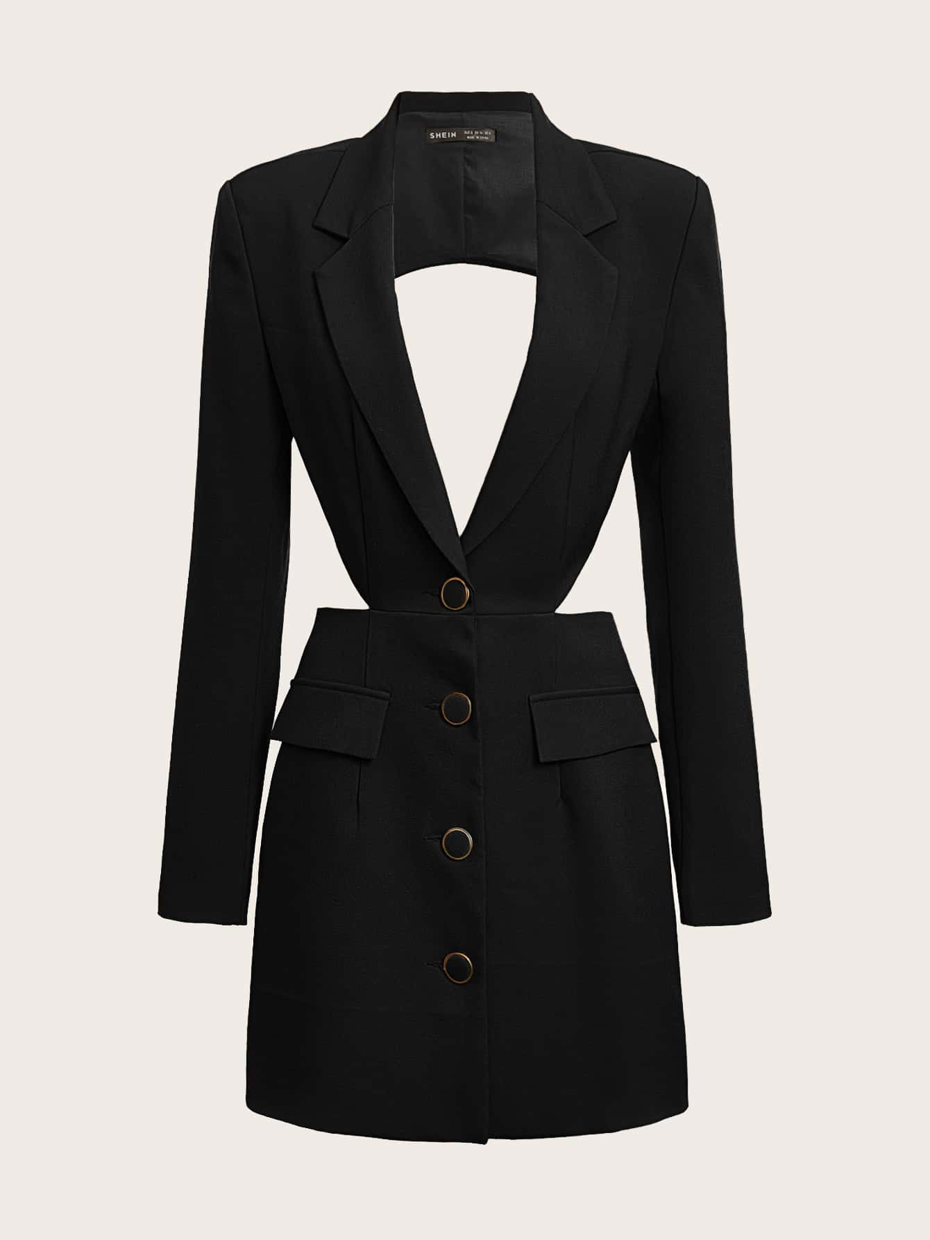 SHEIN Unity Lapel Neck Flap Detail Blazer Dress | SHEIN