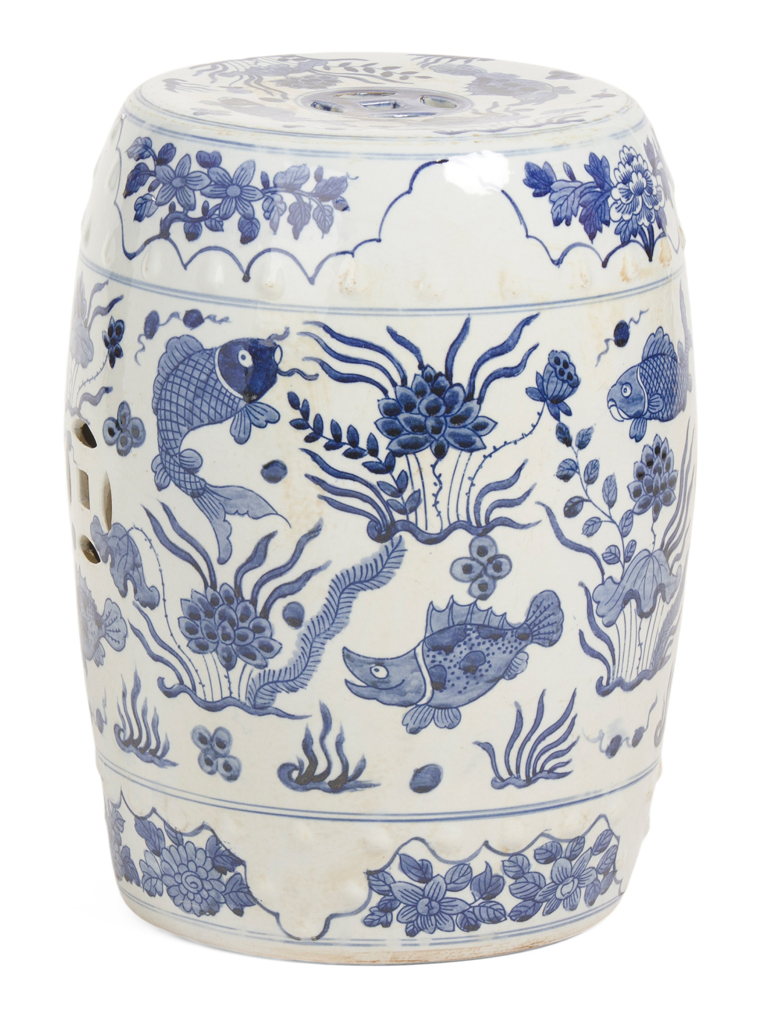 13x17 Porcelain Paris Fish Motif Stool | TJ Maxx