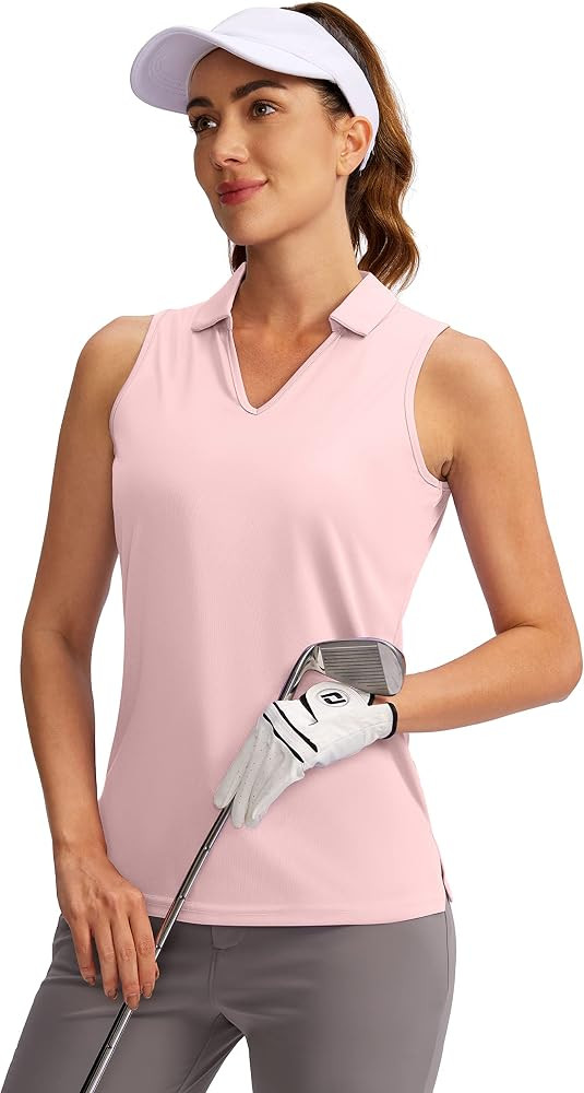 SANTINY Women's Sleeveless Golf Shirt V-Neck Tennis Tank Tops Collared Golf Polo Shirts for Women | Amazon (US)