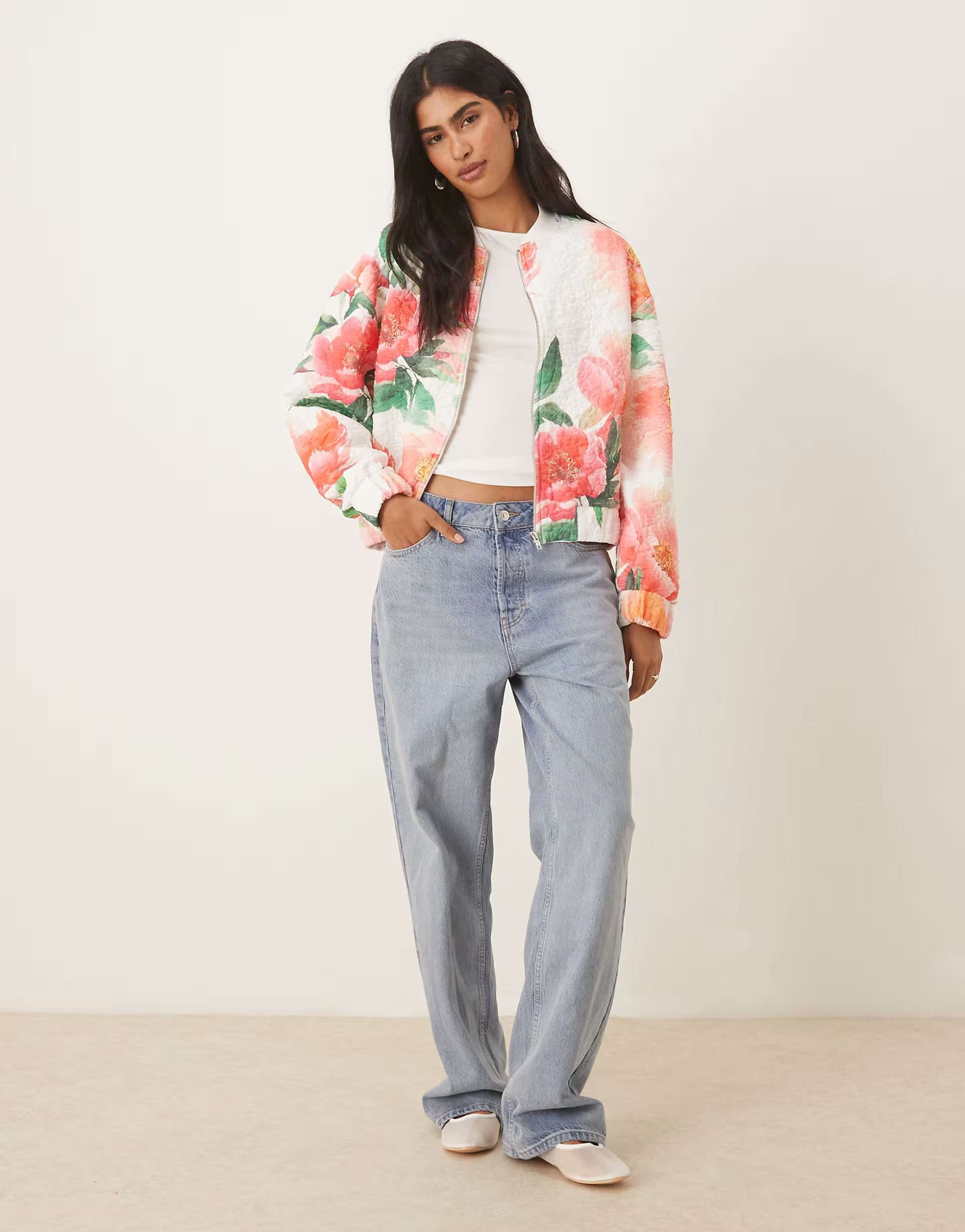 ASOS DESIGN - Jack van jacquard met bloemenprint in crème | ASOS (Global)