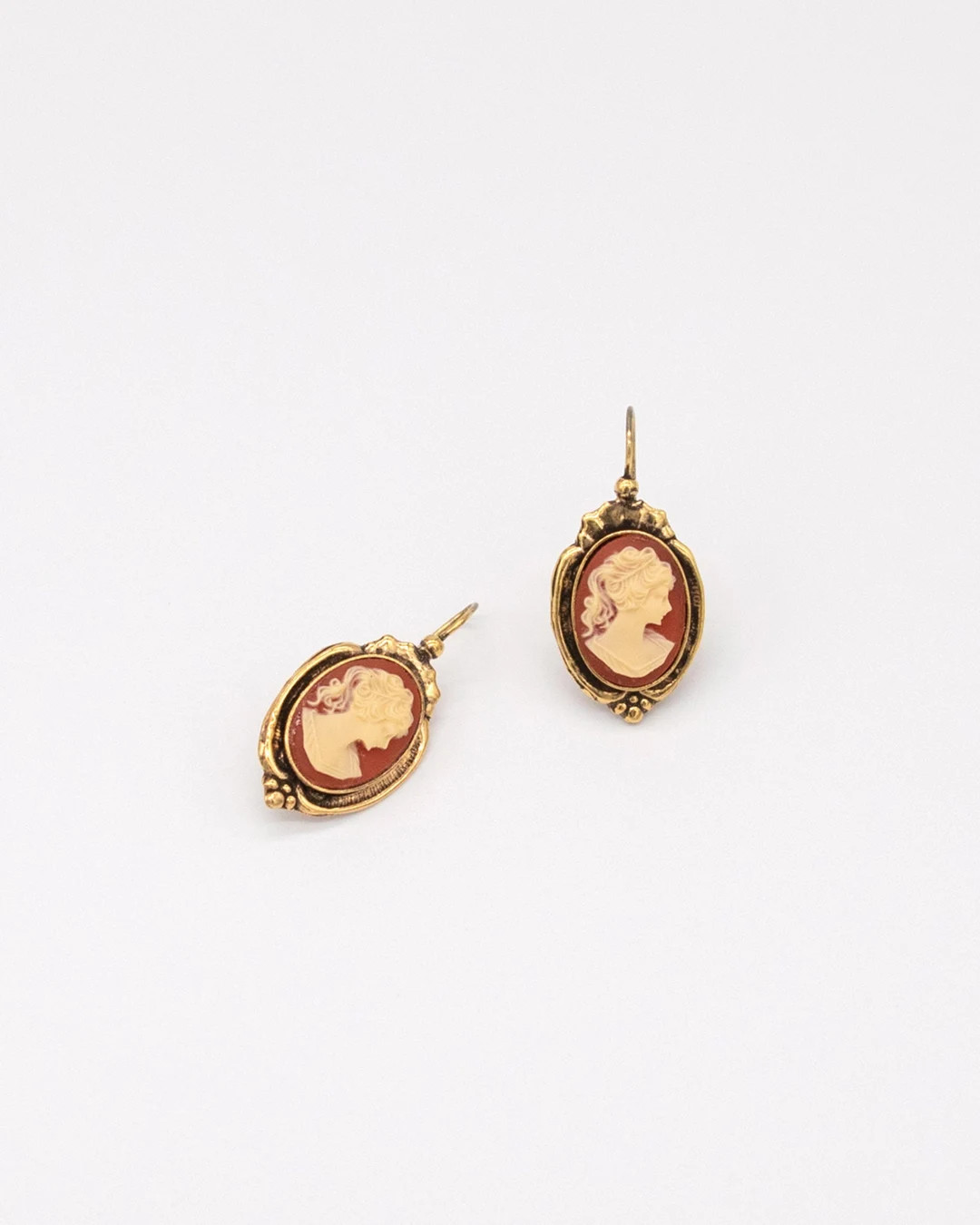 Cameo Red Gold Earrings Handmade Earrings Vintage Earrings Art Nouveau Earrings Victorian Earring... | Etsy (US)