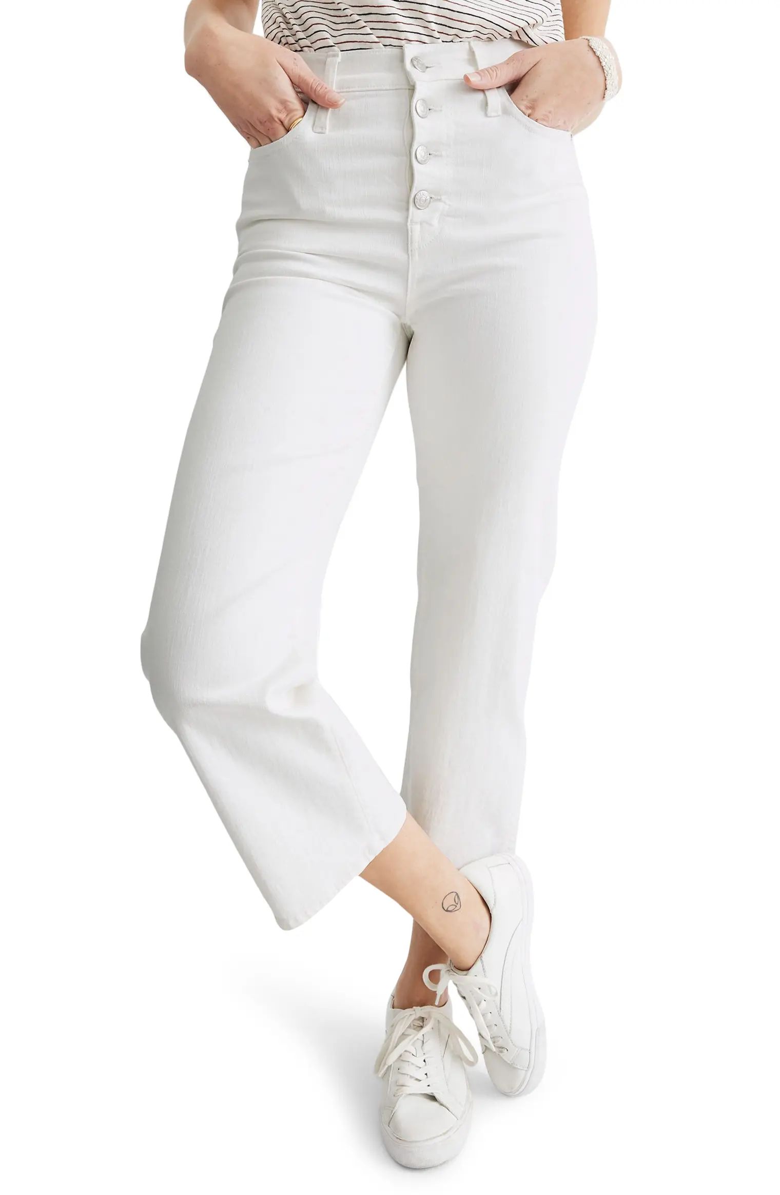 Slim Wide-Leg Crop Jeans: Button-Front Edition | Nordstrom