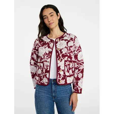 Time and Tru Women's Quilted Cotton Jacket, Sizes XS-XXXL | Walmart (US)