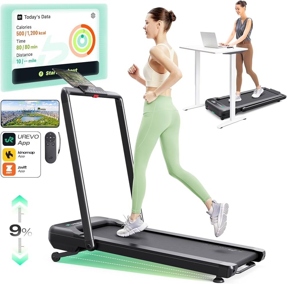 UREVO Walking Pad Treadmill with Incline, 2.5 HP Under Desk Treadmill, Foldable Treadmill for Hom... | Amazon (US)