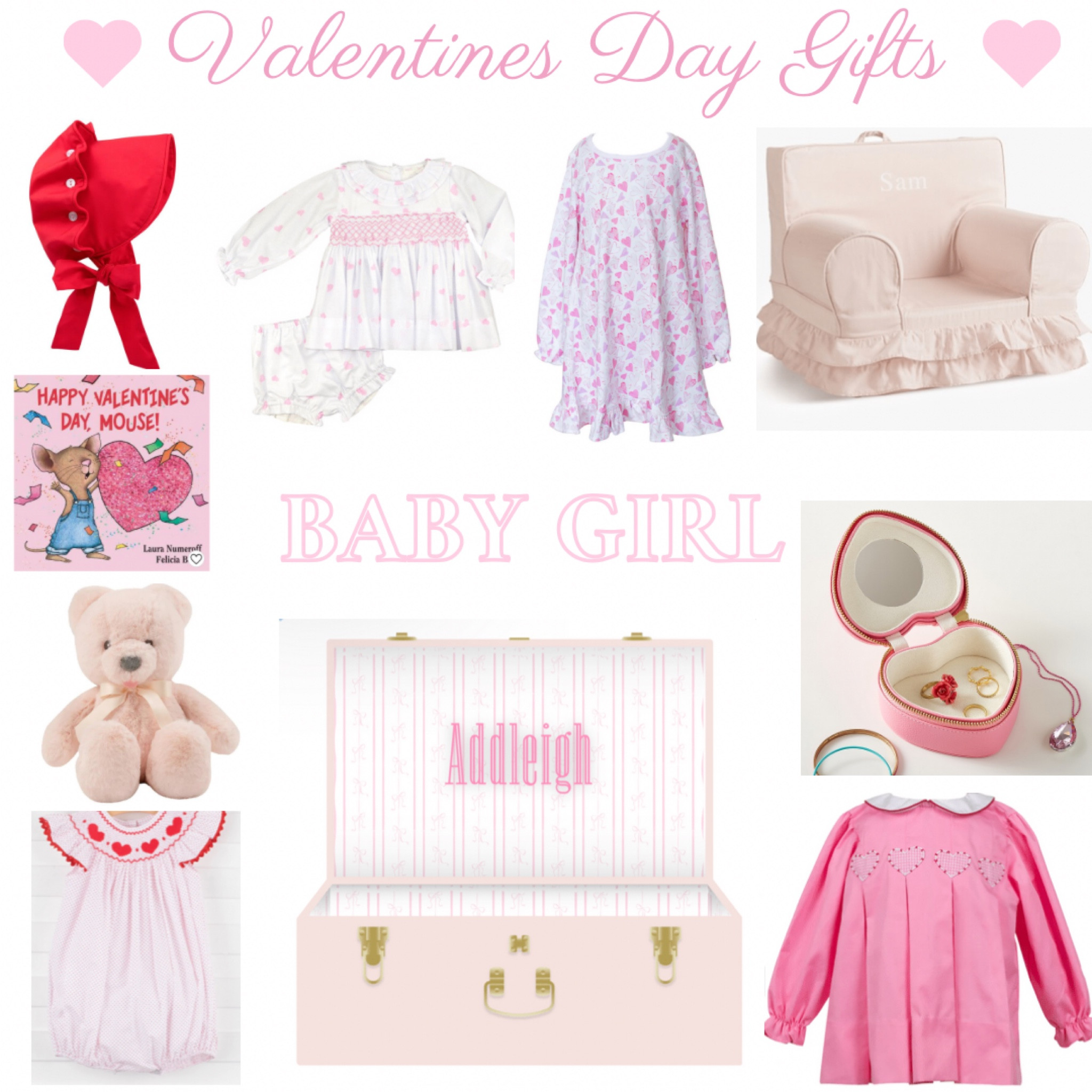 Valentine’s Day gift ideas, Valentine’s Day, Baby Girl Valentines, Pink, Little Girl Clothes, smocked outfits, Jewelry Box for baby girl, baby girl keepsakes, books for baby girl, toddler Valentine’s Day gifts 

#LTKbaby #LTKSeasonal #LTKkids