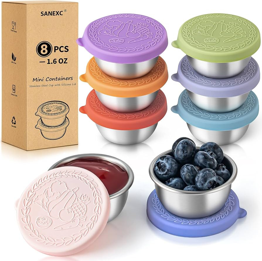 SANEXC 8 Pack - 1.6 Oz Small Salad Dressing Containers To Go, Leakproof Condiment Containers with... | Amazon (US)