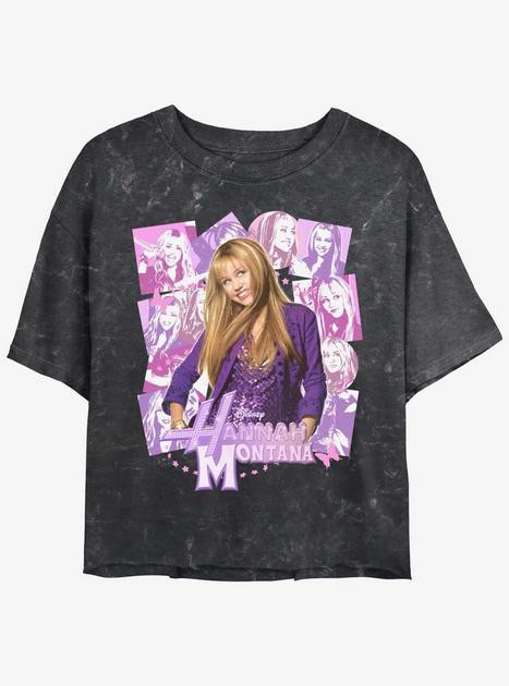 Hannah Montana Portrait Collage Mineral Wash Womens Crop T-Shirt | BoxLunch | BoxLunch