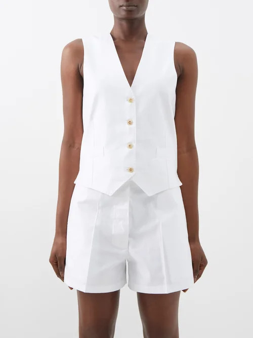 Giuliva Heritage - Andrea Cotton-twill Waistcoat - Womens - Optical White | Matches (UK)
