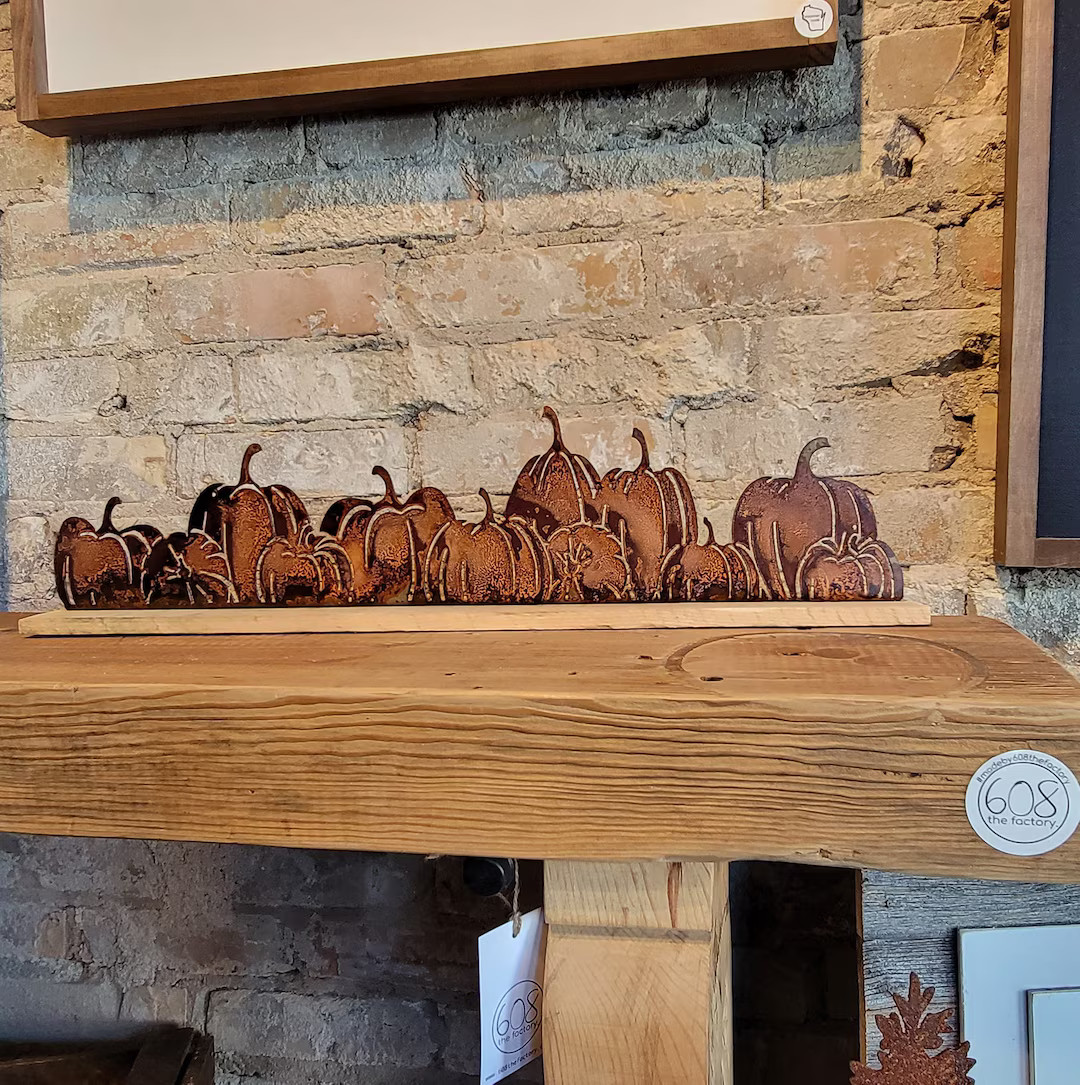 Pumpkin Patch Fall Mantel Shelf Decor Rusty or Wire Brushed - Etsy | Etsy (US)