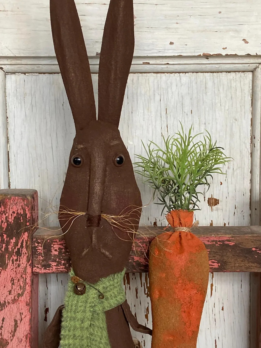 Primitive Handmade: Rabbit Doll W/carrot ~ Folk Art/ Easter/spring Home Decor - Etsy | Etsy (US)
