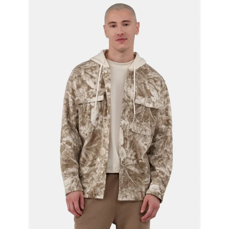 No Boundaries Men's & Big Men's Polar Fleece Hooded Button Up Jacket, Sizes XS-5XL | Walmart (US)