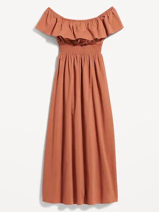 Waist-Defined Ruffled Off-The-Shoulder Smocked Maxi Dress for Women | Old Navy (US)