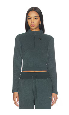 Nike Slim Long Sleeve Cozy Fleece 1/2 Zip Top in Seaweed & Sail from Revolve.com | Revolve Clothing (Global)