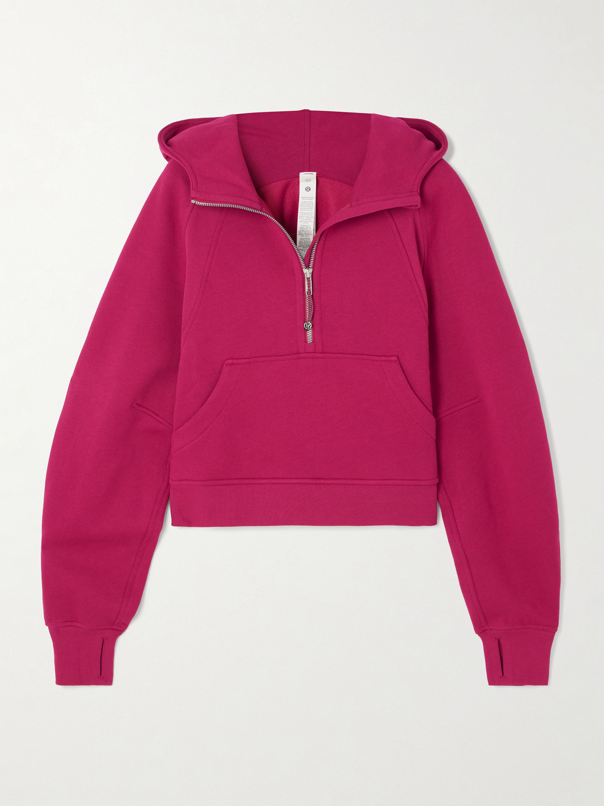 lululemon - Scuba Cropped Cotton-blend Half-zip Hoodie - Pink | NET-A-PORTER (US)