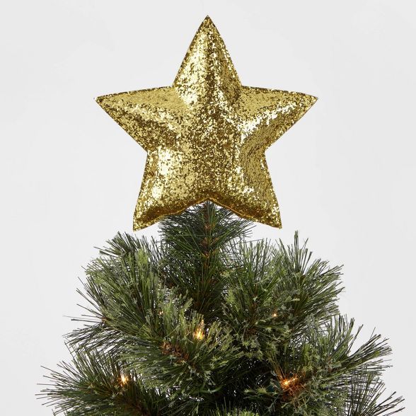 7.5in Unlit Glitter Fabric Star Tree Topper Gold - Wondershop™ | Target