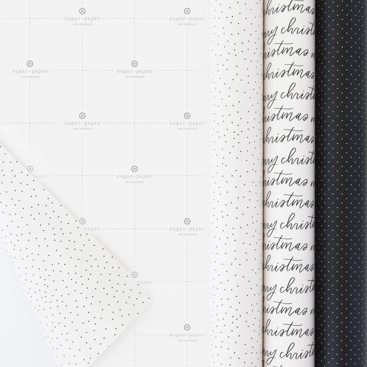 30 sq ft Gift Wrap Trio Black & Cream/Dots/Merry Christmas Script - Sugar Paper™ + Target | Target