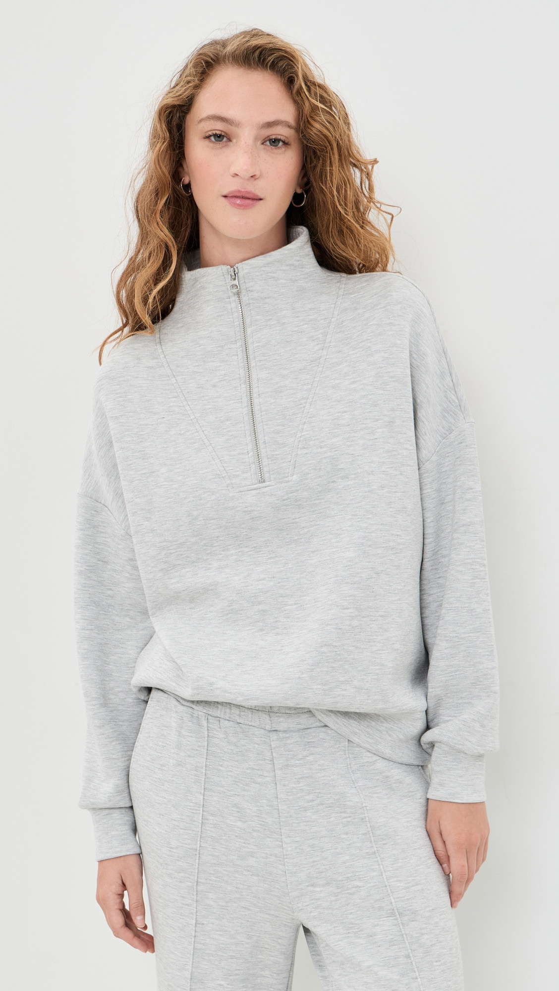 Varley Hawley Half Zip Sweatshirt Light Grey Marl L | Shopbop