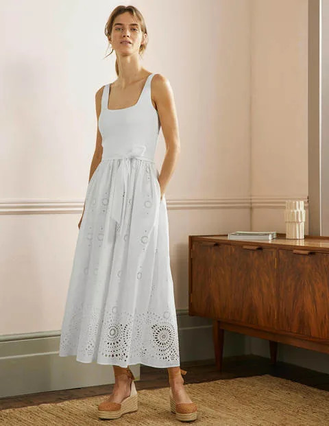 Broderie Mix Midi Dress | Boden (UK & IE)