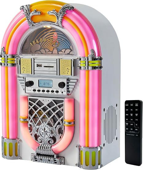 Athena Mini Jukebox/Tabletop CD Player/Bluetooth Speaker/Radio/USB and SD Card Player with Retro ... | Amazon (US)