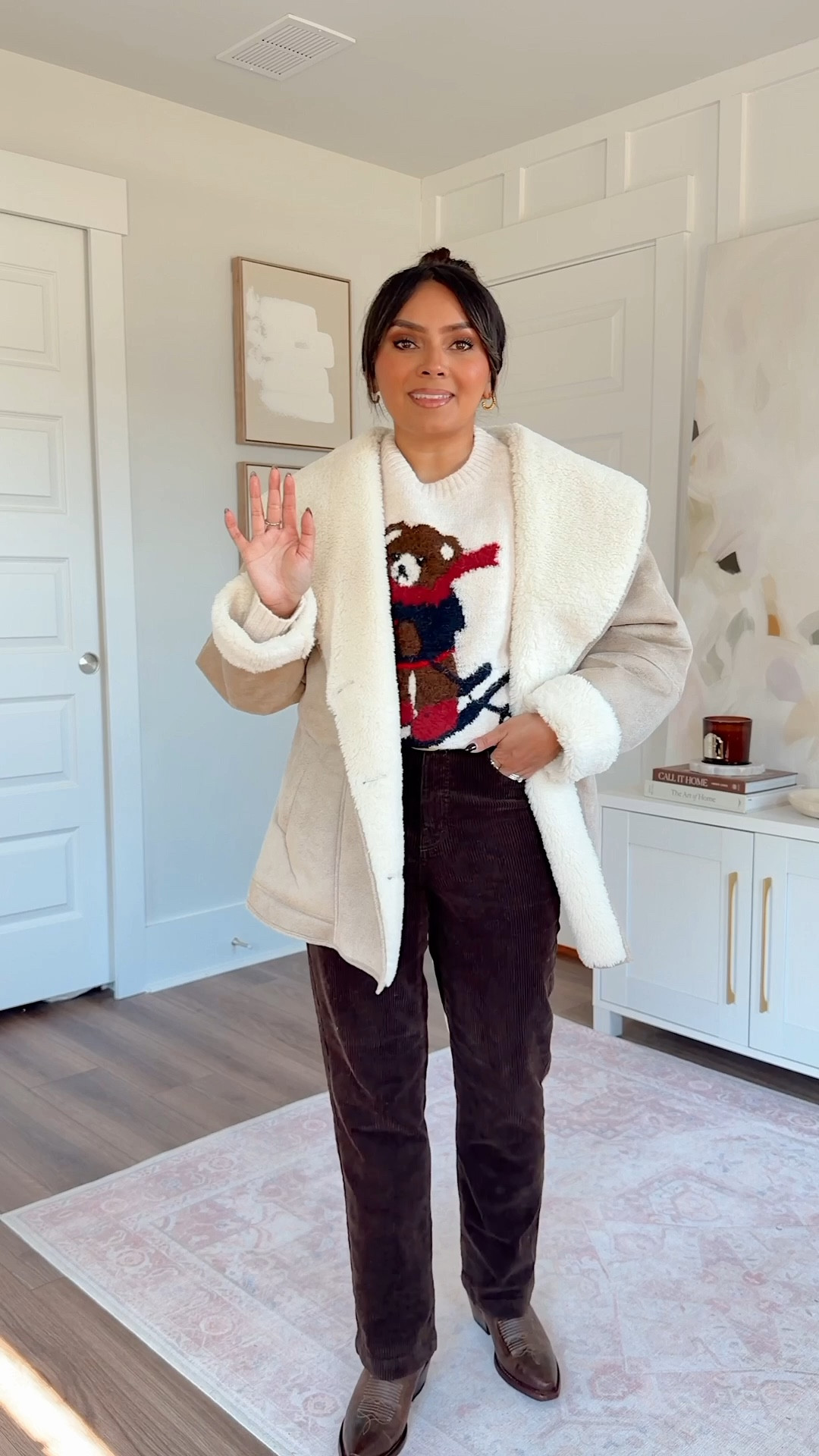 Pink bow cardigan sweater size xs TTS
Bow jeans size 26 petite TTS
Rhinestone clear heels - old, similar linked

#LTKHoliday #LTKGiftGuide #LTKPetite