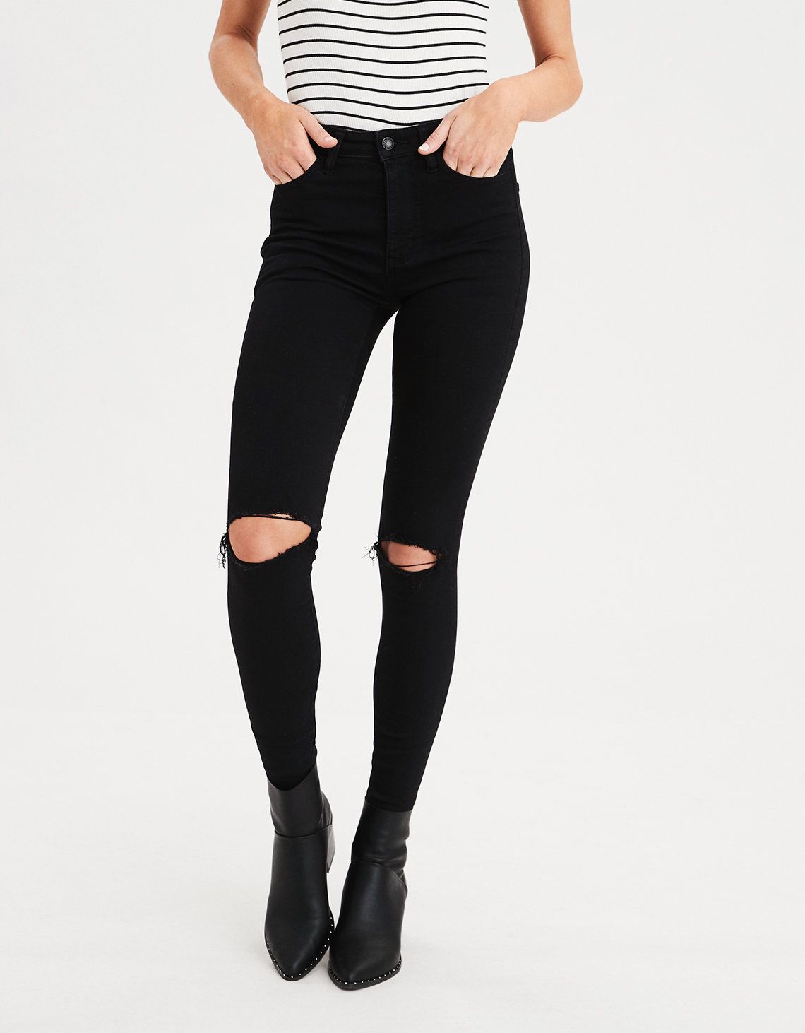 AE Ne(X)t Level Super High-Waisted Jegging, Black Slash | American Eagle Outfitters (US & CA)