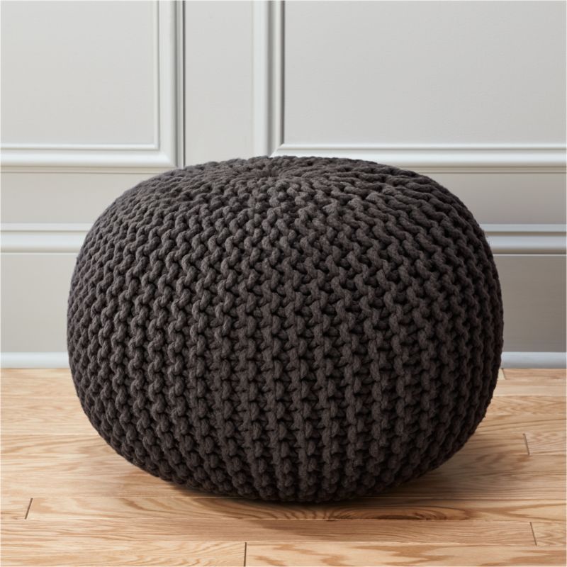 Knitted Graphite Pouf + Reviews | CB2 | CB2
