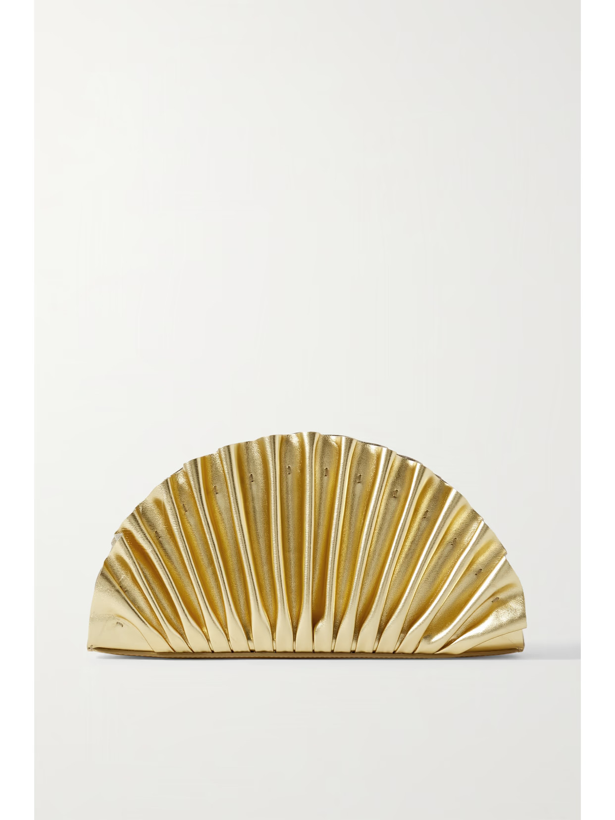 Cult Gaia - Nala Ruched Metallic Leather Clutch - Gold | NET-A-PORTER (US)