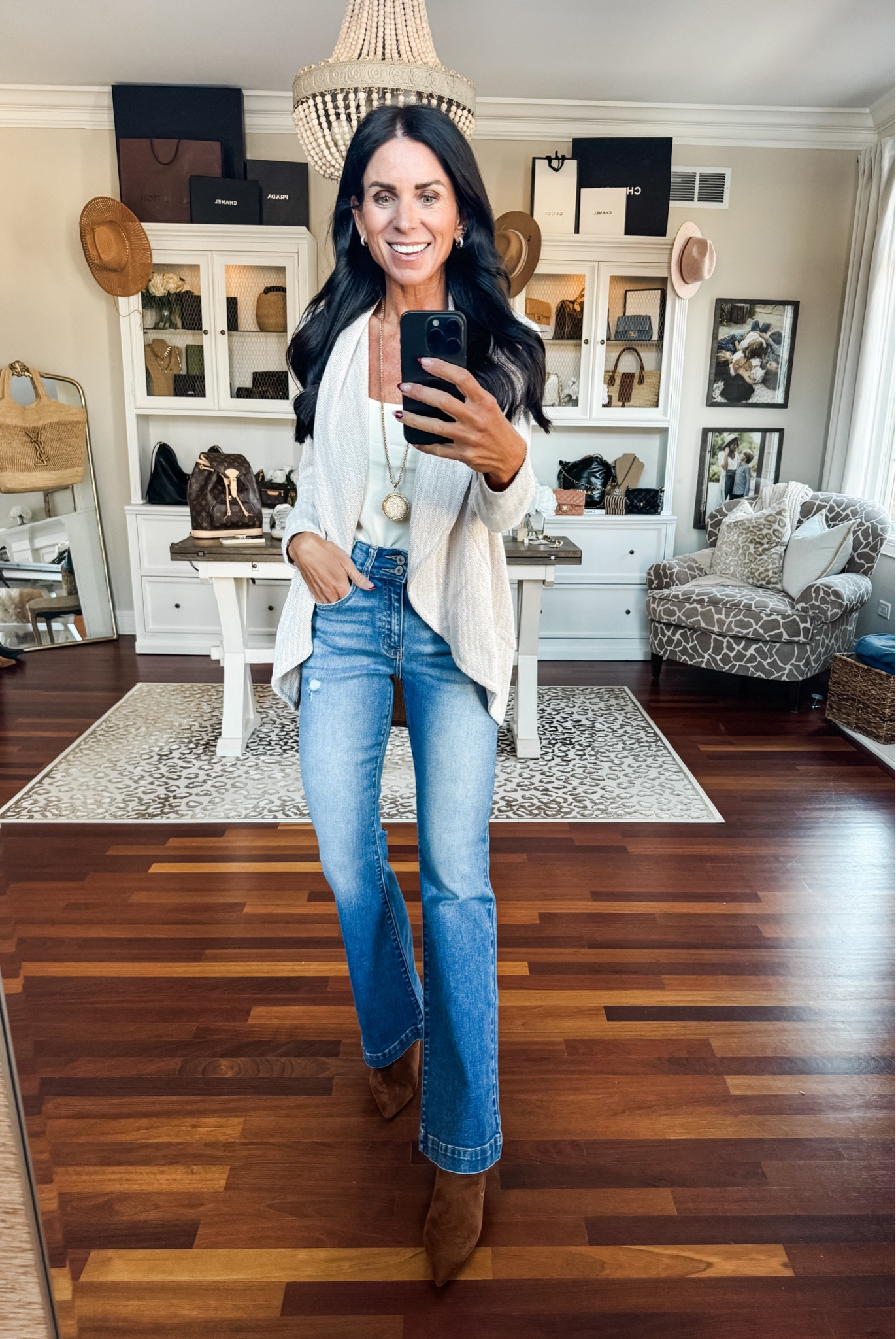 Medium cardigan
Small tank 
25 denim 

#LTKSeasonal #LTKFindsUnder50 #LTKStyleTip