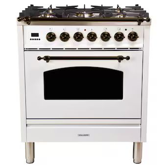 Hallman 30-in Deep Recessed 5 Burners Convection Oven Freestanding Dual Fuel Range (White) | Lowe's