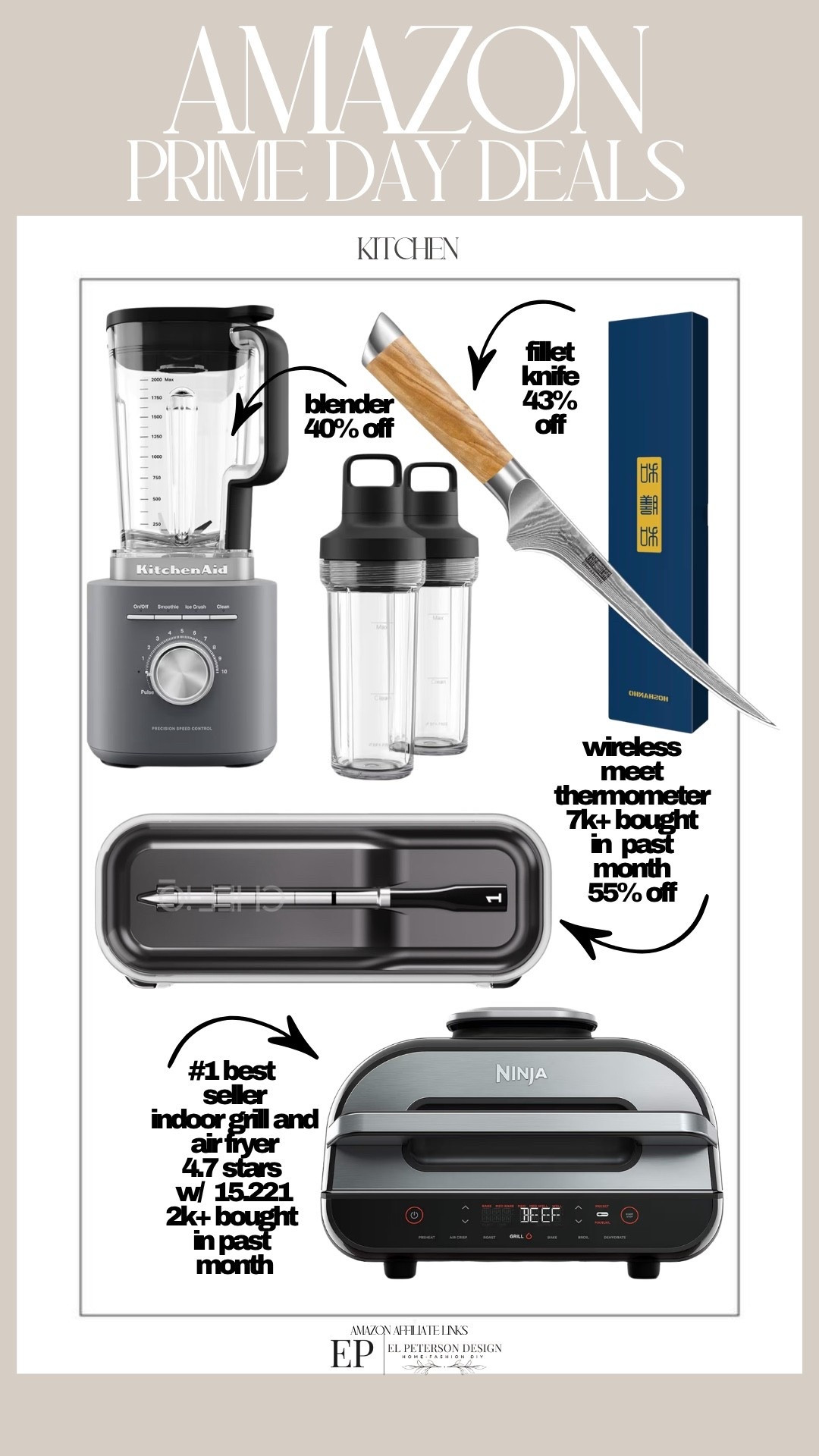 Amazon Daily Prime 
Blender
Filler knife
Meat thermometer 
Indoor grill

#LTKHome #LTKSaleAlert