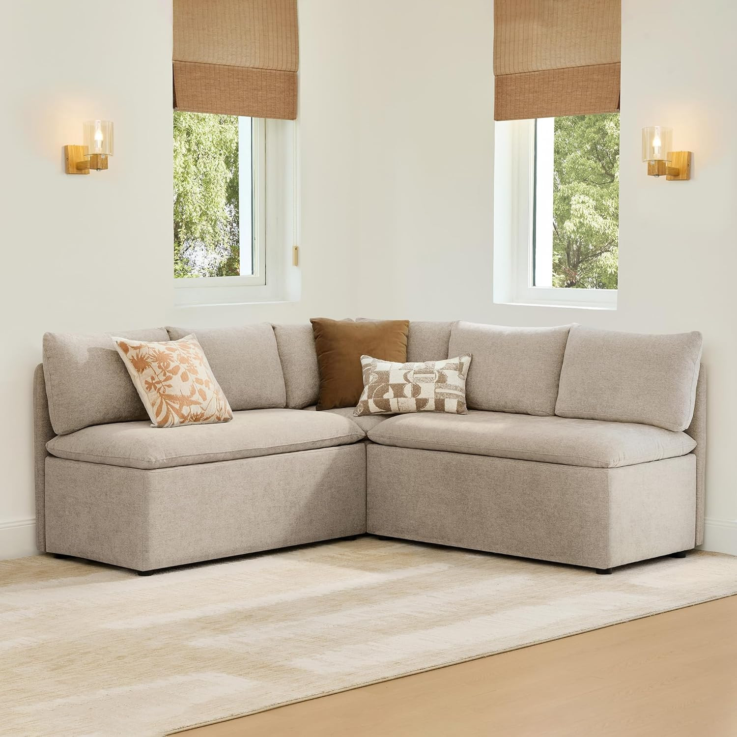 CHITA Breakfast Nook Bench with Storage, Banquette Seating, 5 Seats, Khaki | Amazon (US)