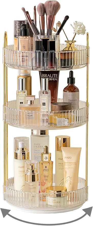 360 Rotating Makeup Organizer,3 Tier Large Capacity Make Up Organizers and Storage,Skincare Perfu... | Amazon (US)