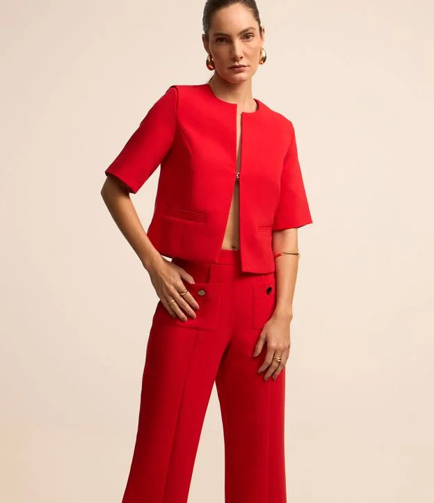 Calça Reta em Alfaiataria com Bolsos Frontais Vermelho - Lojas Renner | Renner (BR)