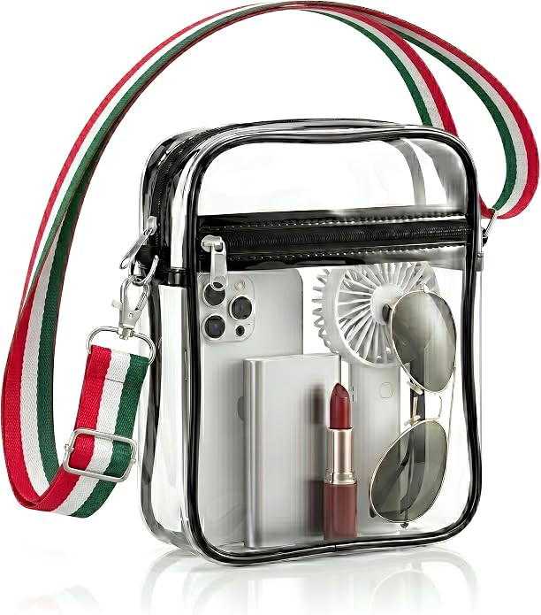 Clear Bag for Stadium Events Approved, Transparent Crossbody Purse, Clear Messenger Bag for Conce... | Amazon (US)