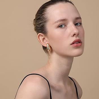 Ascona 25/32/47mm Chunky Gold Hoop Earrings for Women | Lightweight Tear Drop Earrings | Gold Dro... | Amazon (US)