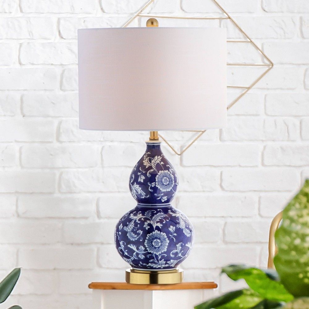 27"" Ceramic Lee Chinoiserie Table Lamp (Includes LED Light Bulb) Blue - JONATHAN Y | Target