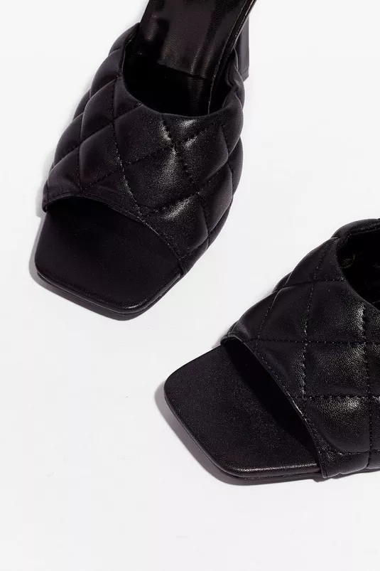Faux Leather Padded Square Toe Mules | Nasty Gal (US)