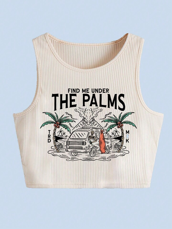 ROMWE X Folluther Letter Graphic Ribbed Tank Top | SHEIN