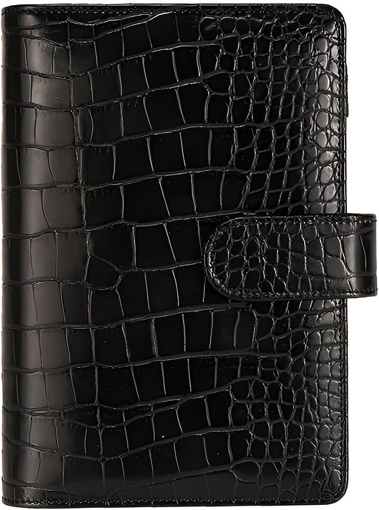 A6 6 Ring Budget Binder - Crocodile Pattern Leather Notebook Binder, Small Refillable Planner Cov... | Amazon (US)