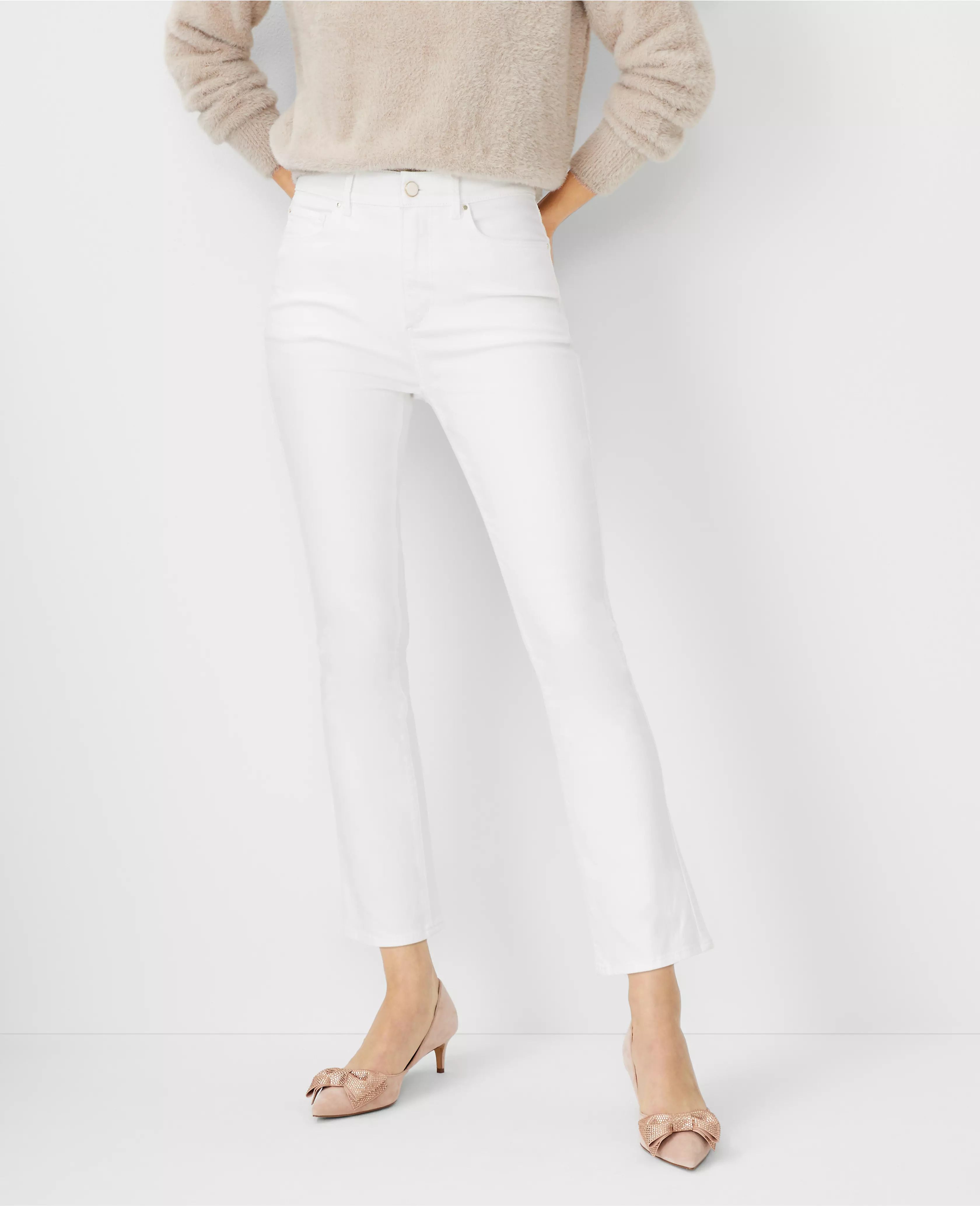 High Rise Boot Crop Jeans in White | Ann Taylor (US)